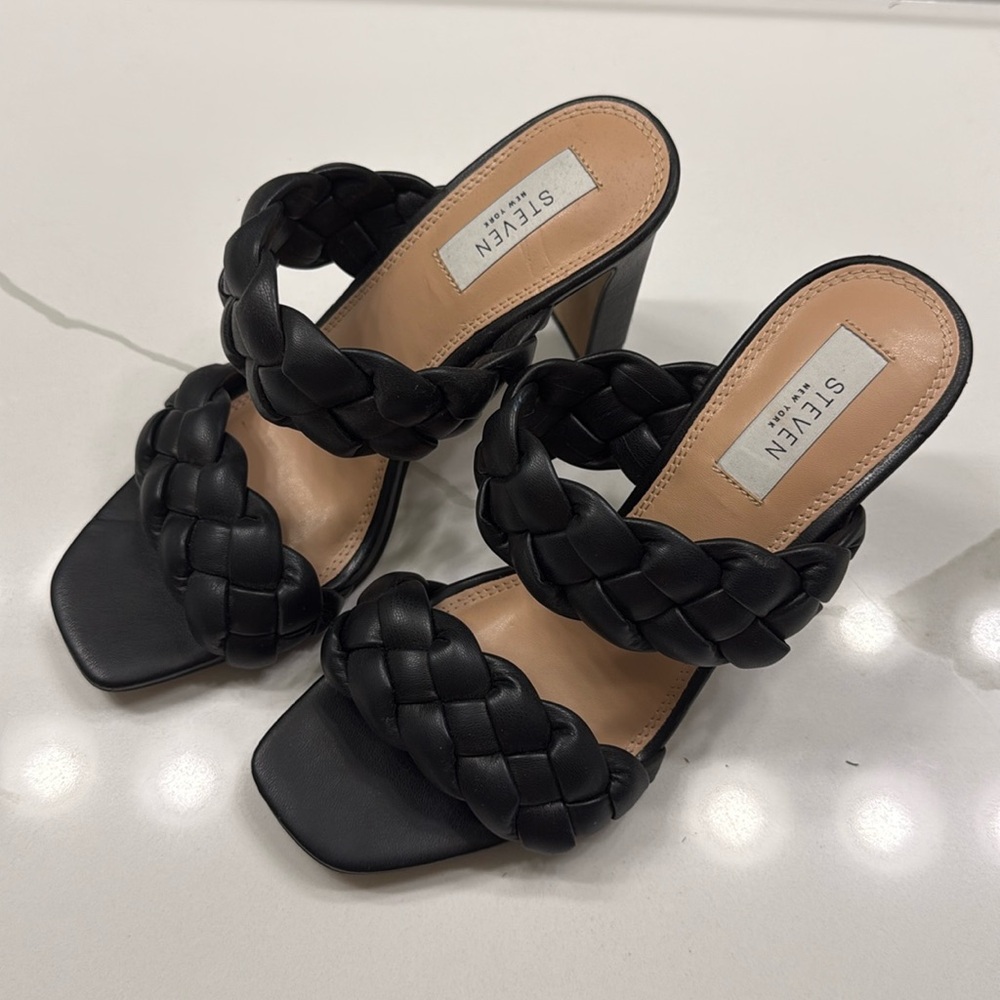 Steve Madden Black Braided Heeled Sandals